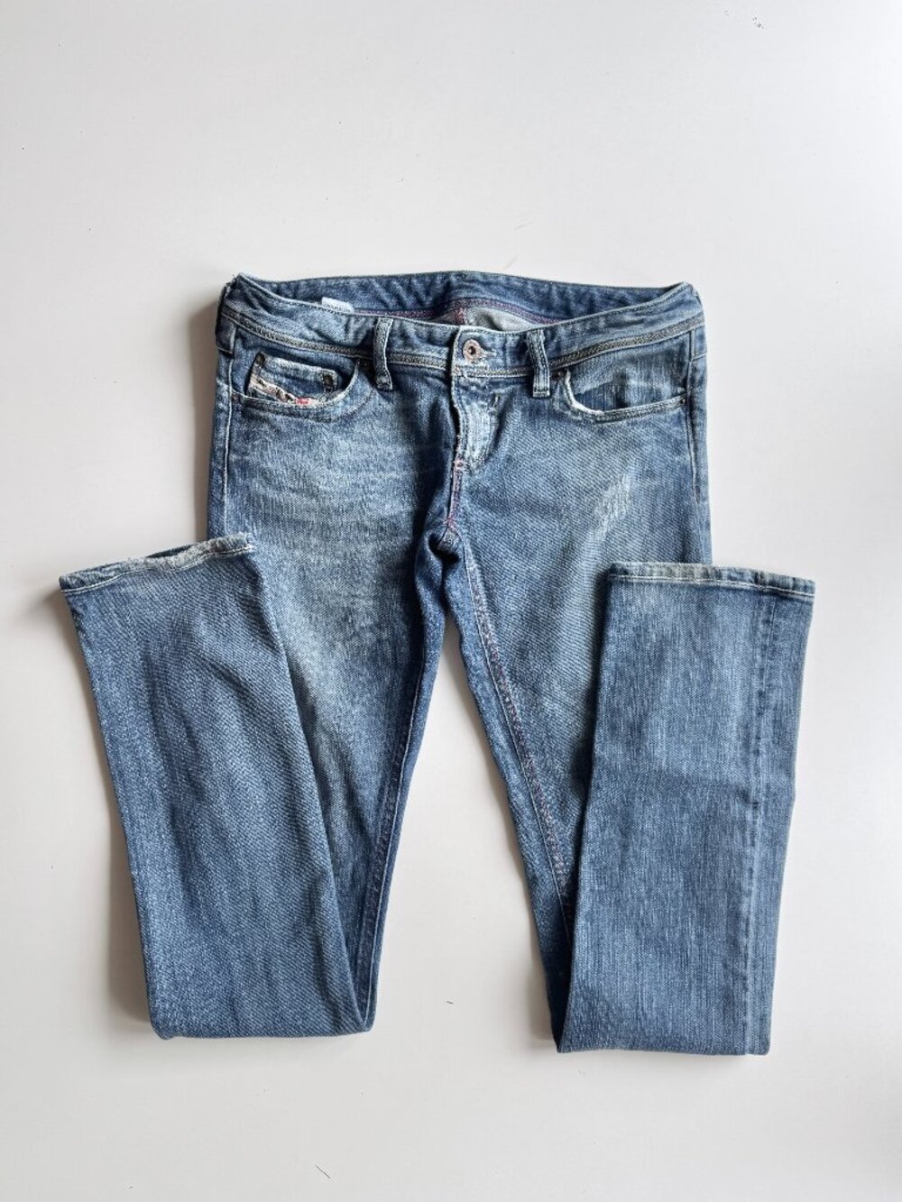 Y2K DIESEL Embroidered Vintage Wash Low Rise Skinny Cigarette Jeans, Size 28